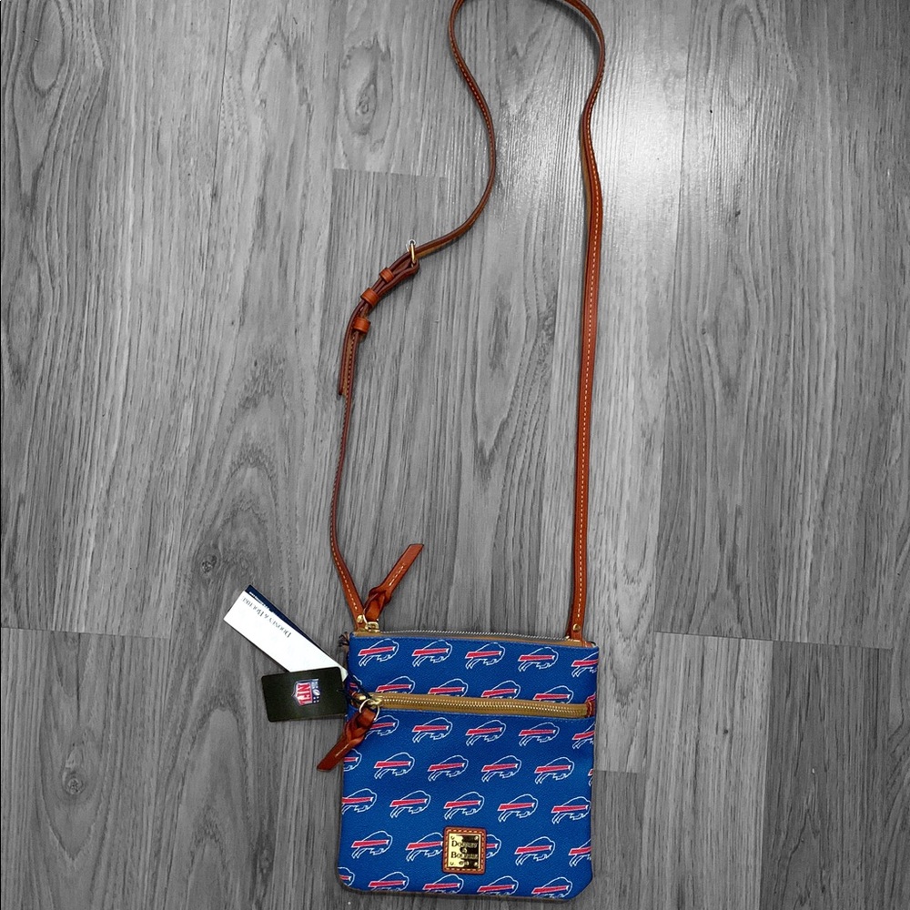 Buffalo Bills NFL Dooney and Bourke crossbody purse. NWT and registration card.